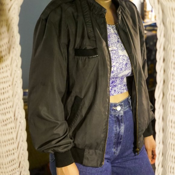 Classic gray Members Only bomber jacket 80s style